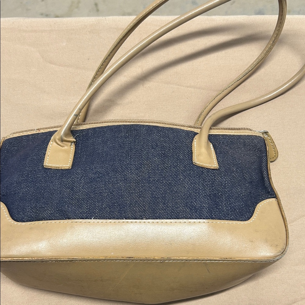 Elegant Tan and Blue Women's Shoulder Bag